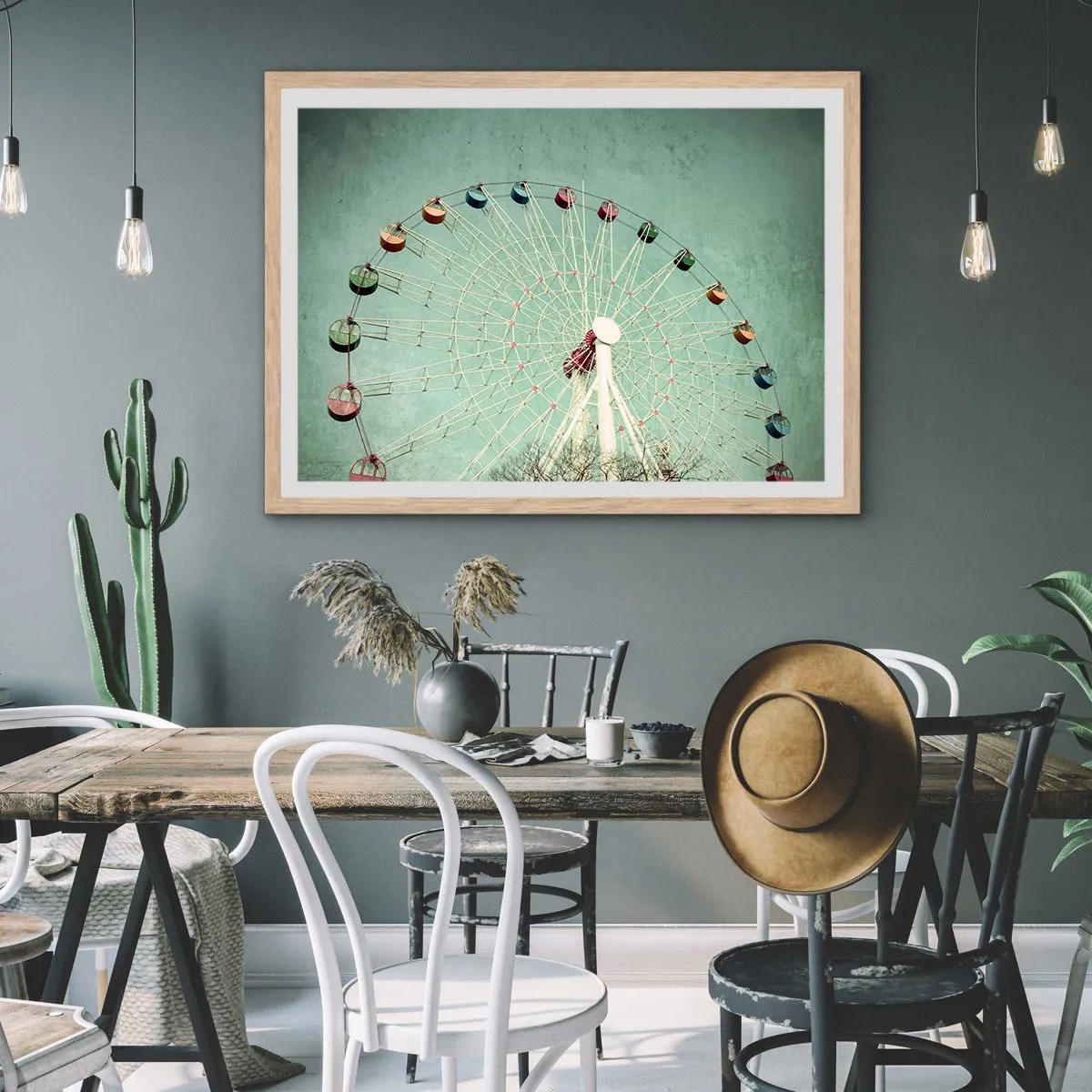 Póster en marco roble claro - Te invitamos a jugar - 40x30 cm