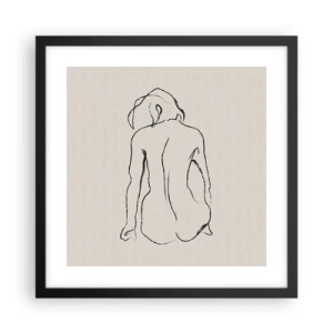 Póster en marco negro - Esbozos de una espalada - 40x40 cm