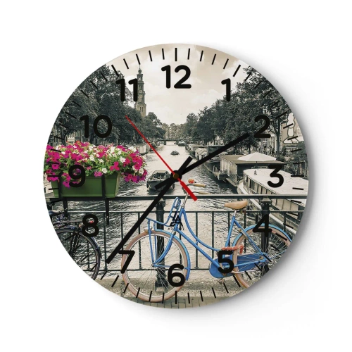 Reloj de pared - Reloj de vidrio - Los colores de una calle de Ámsterdam - 40x40 cm