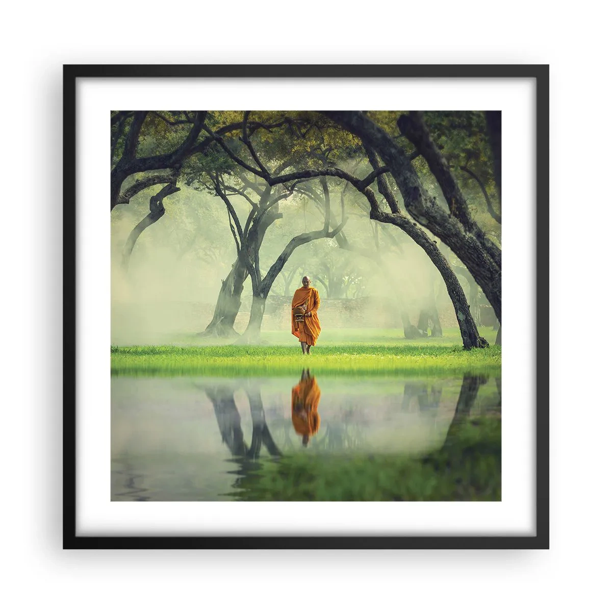 Póster en marco negro - En el camino de la iluminación - 50x50 cm