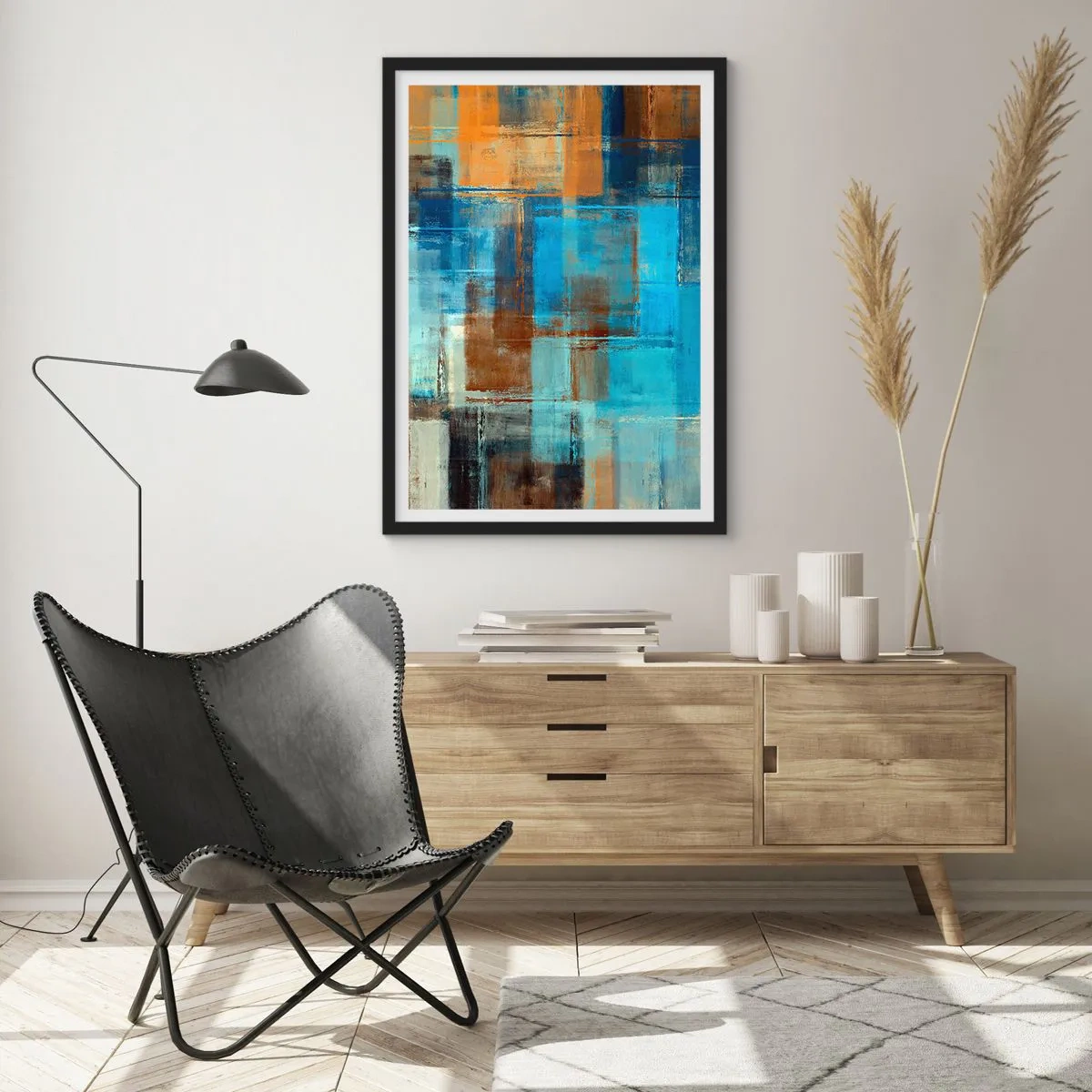 Póster en marco negro - A través del velo azul - 40x50 cm
