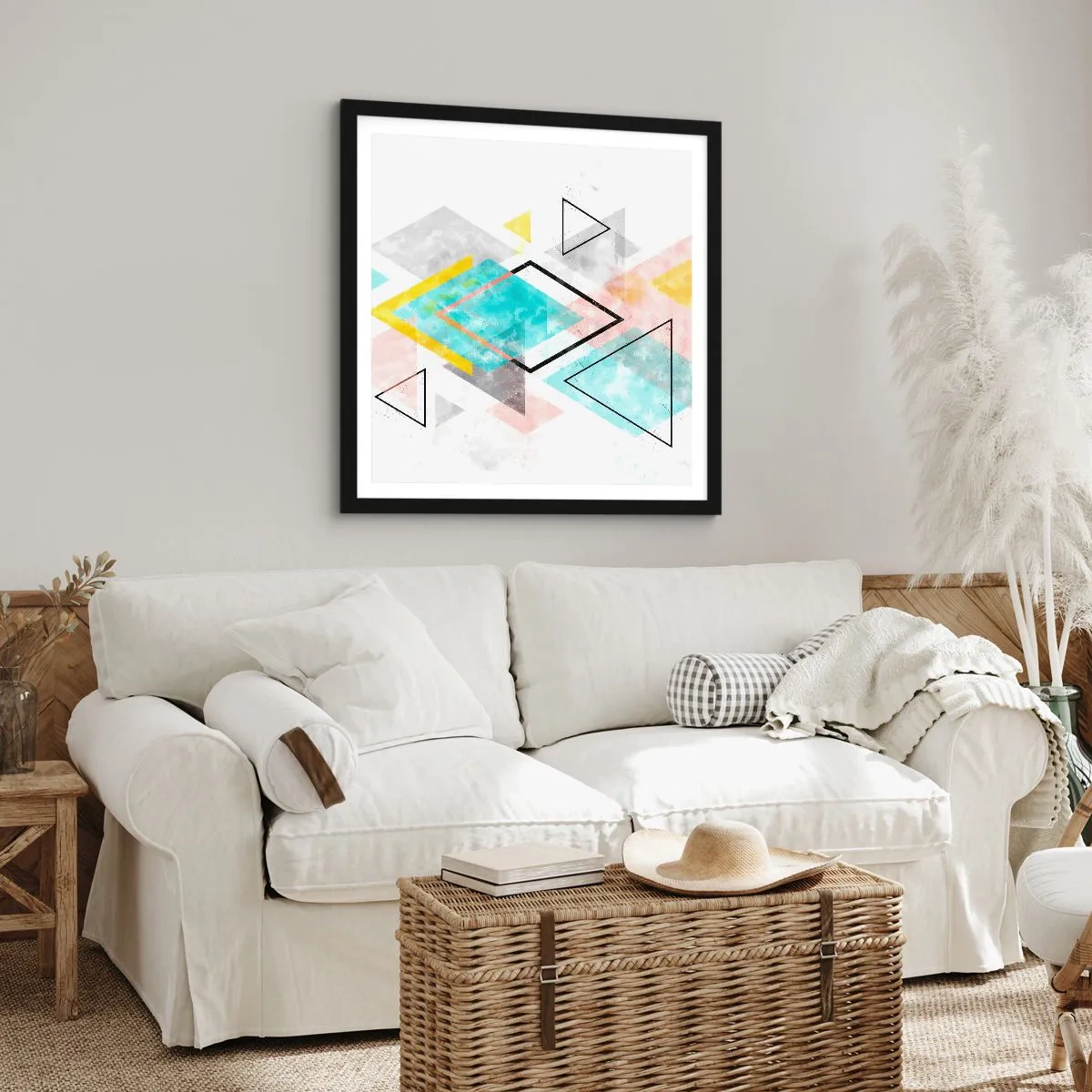 Póster en marco negro - Un juego geométrico - 50x50 cm