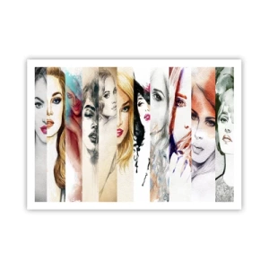 Póster - Una colección de retratos de mujeres en varios estilos artísticos. - 100x70cm - Y siempre eres tú - Decoración de pared moderna para salón y dormitorio ARTTOR