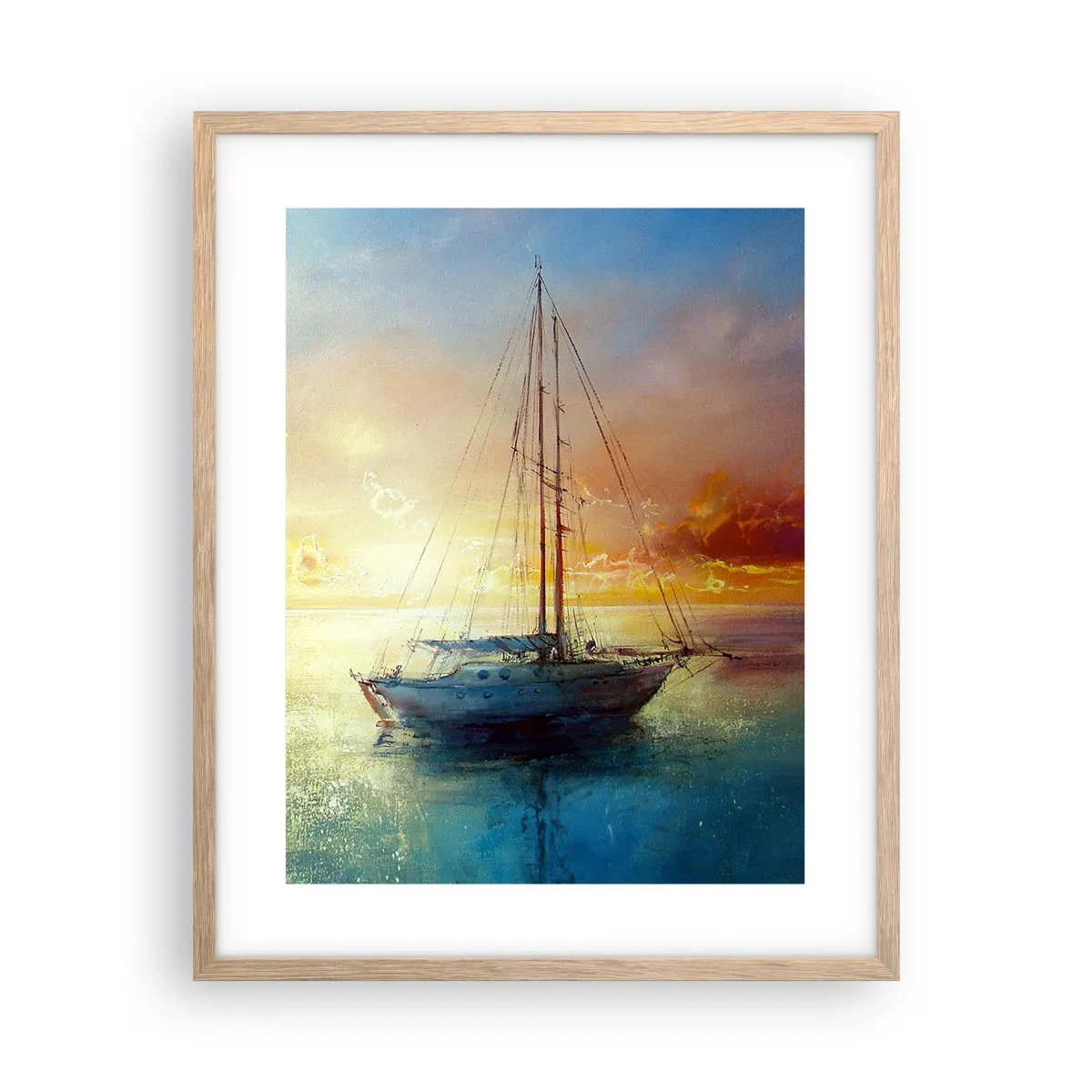 Póster en marco roble claro - En una bahía dorada - 40x50 cm