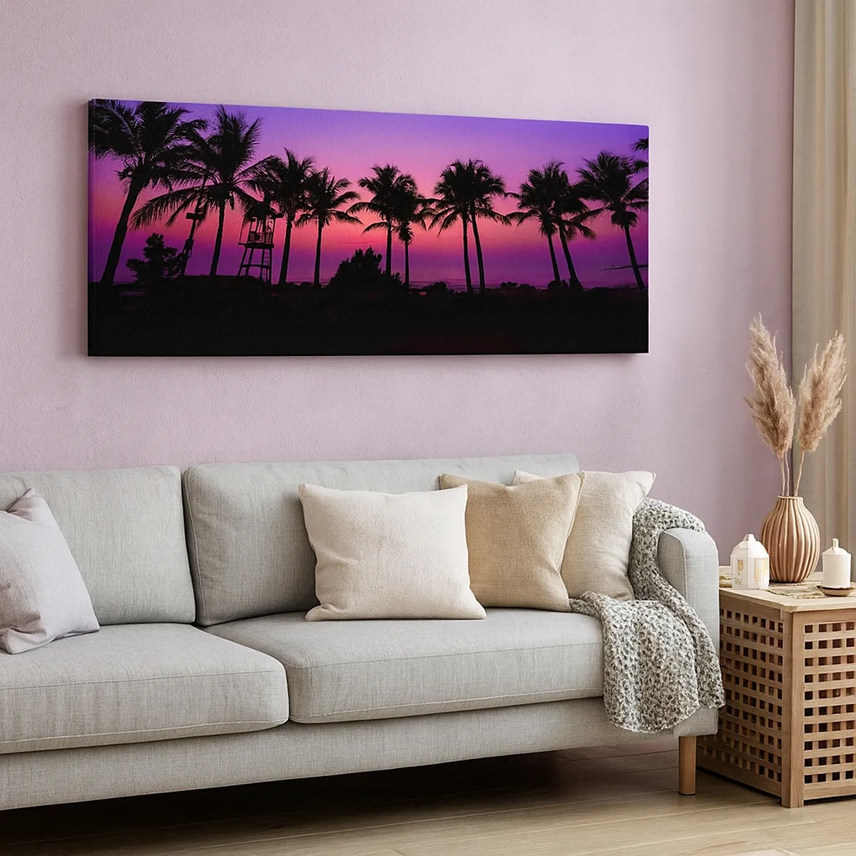 Cuadro sobre lienzo - Impresión de Imagen - Atardecer bajo las palmeras - 30x30 cm