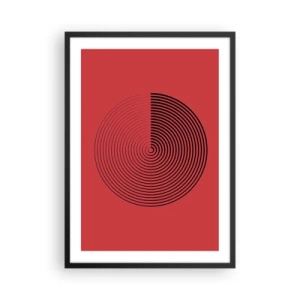 Póster en marco negro - Espiral geométrica sobre fondo rojo en estilo minimalista. - 50x70cm - Movimiento circular - Decoración de pared moderna para salón y dormitorio ARTTOR