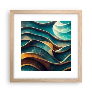 Póster en marco roble claro - Meandros de azul - 30x30 cm