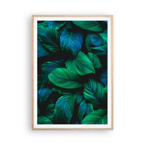 Póster en marco roble claro - En la multitud verde - 70x100 cm