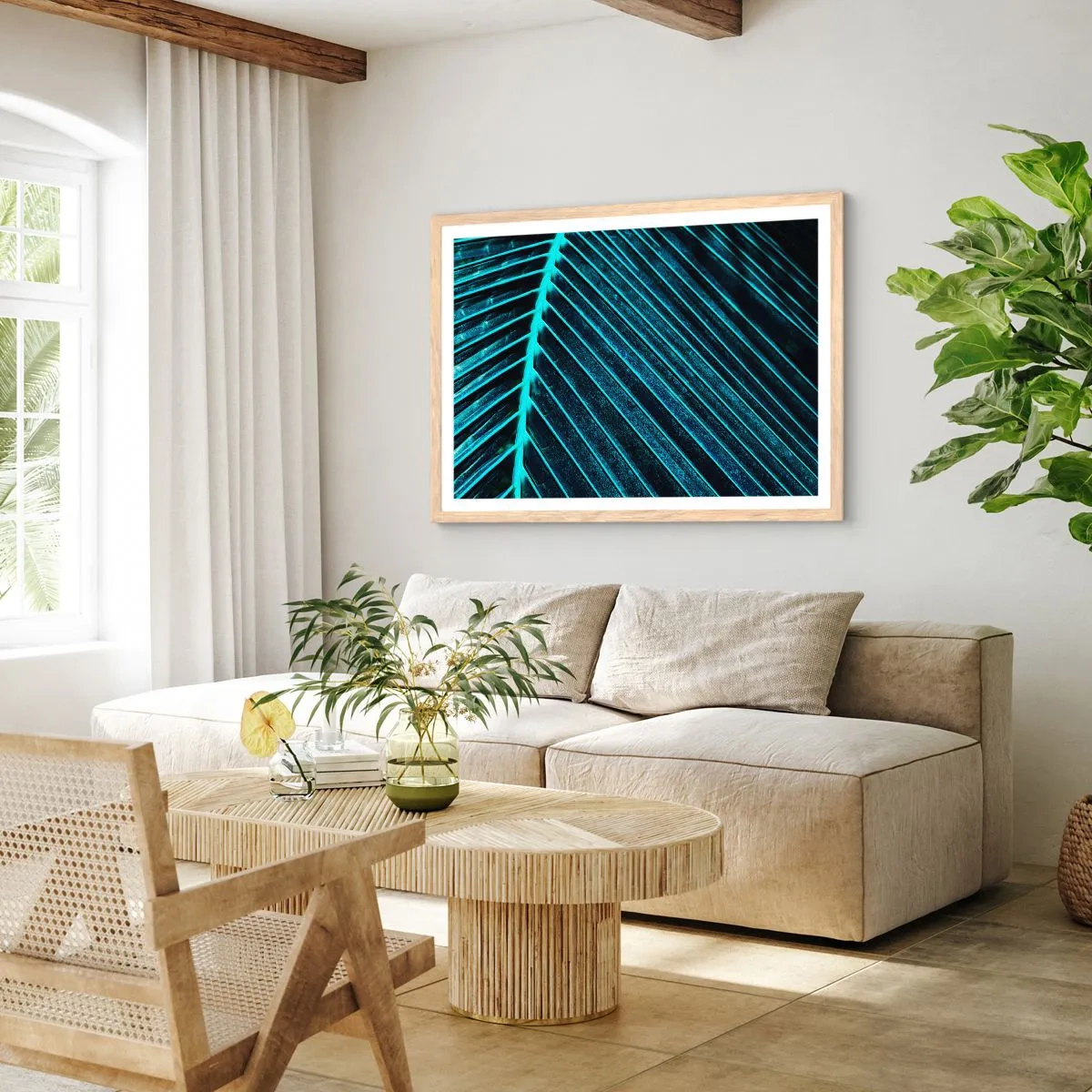 Póster en marco roble claro - La textura del verde - 50x40 cm