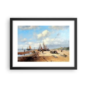 Póster en marco negro - Después de una pesca exitosa - 40x30 cm