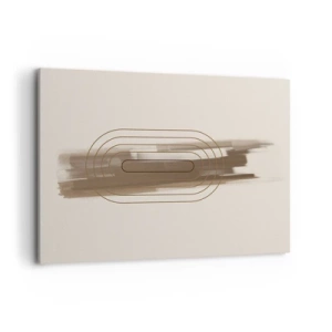 Cuadro sobre lienzo - Impresión de Imagen - Una composición minimalista en tonos beige y gris con un patrón geométrico. - 100x70cm - Un soplo de gris - Decoración de pared moderna para salón y dormitorio ARTTOR