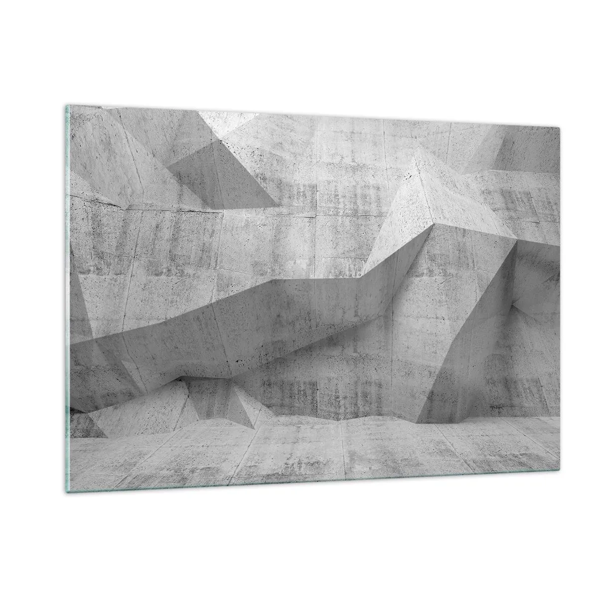 Cuadro sobre vidrio - Impresiones sobre Vidrio - Estructura geométrica de hormigón en tonos grises. - 120x80cm - Un verdadero desafío - Decoración de pared moderna para salón y dormitorio ARTTOR