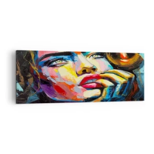 Cuadro sobre lienzo - Impresión de Imagen - Retrato colorido de una mujer en estilo expresionista. - 140x50cm - Sueños - Decoración de pared moderna para salón y dormitorio ARTTOR
