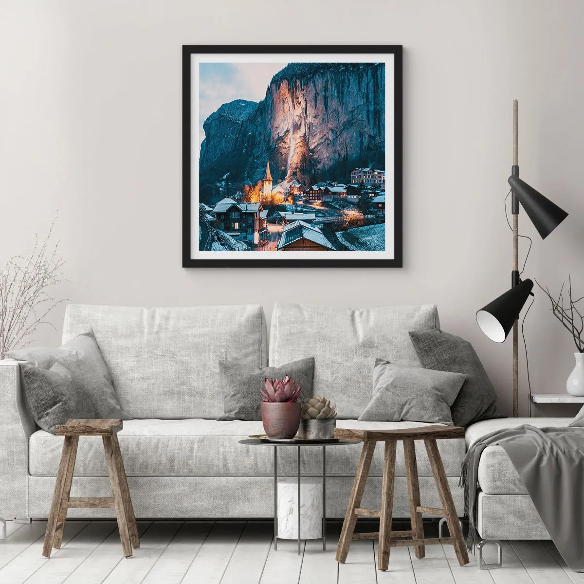 Póster en marco negro - El espíritu luminoso del invierno - 30x30 cm