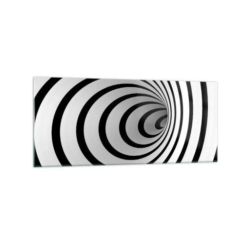 Cuadro sobre vidrio - Impresiones sobre Vidrio - Una espiral en blanco y negro que crea un efecto hipnótico. - 120x50cm - ¿Tampoco puedes resistirte? - Decoración de pared moderna para salón y dormitorio ARTTOR