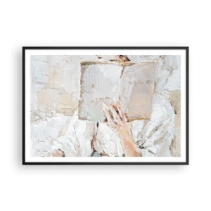 Póster en marco negro - Una pintura impresionista de una mano sosteniendo un libro abierto. - 100x70cm - En otro mundo - Decoración de pared moderna para salón y dormitorio ARTTOR
