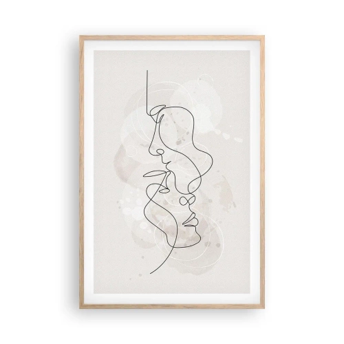 Póster en marco roble claro - En un abrazo - 61x91 cm