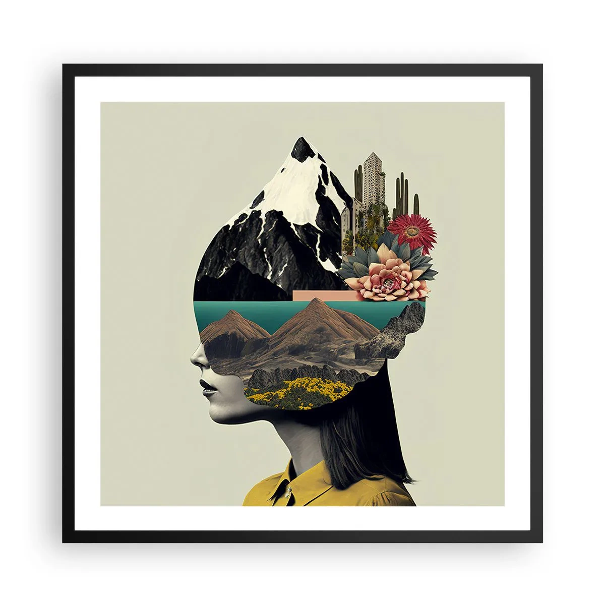 Póster en marco negro - La mujer, siempre un misterio - 60x60 cm