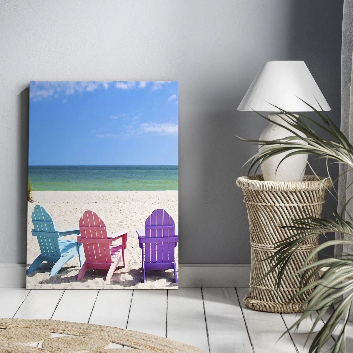 Cuadro sobre lienzo - Impresión de Imagen - Playa arco iris - 45x80 cm