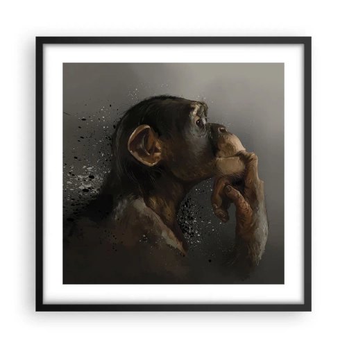 Póster en marco negro - La evolución del pensador - 50x50 cm
