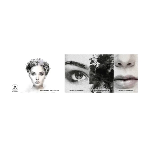Muestra de fotomural Premium Sand - Un retrato extremadamente elegante - cara de mujer, Mujer, Abstracción - 100x30 cm