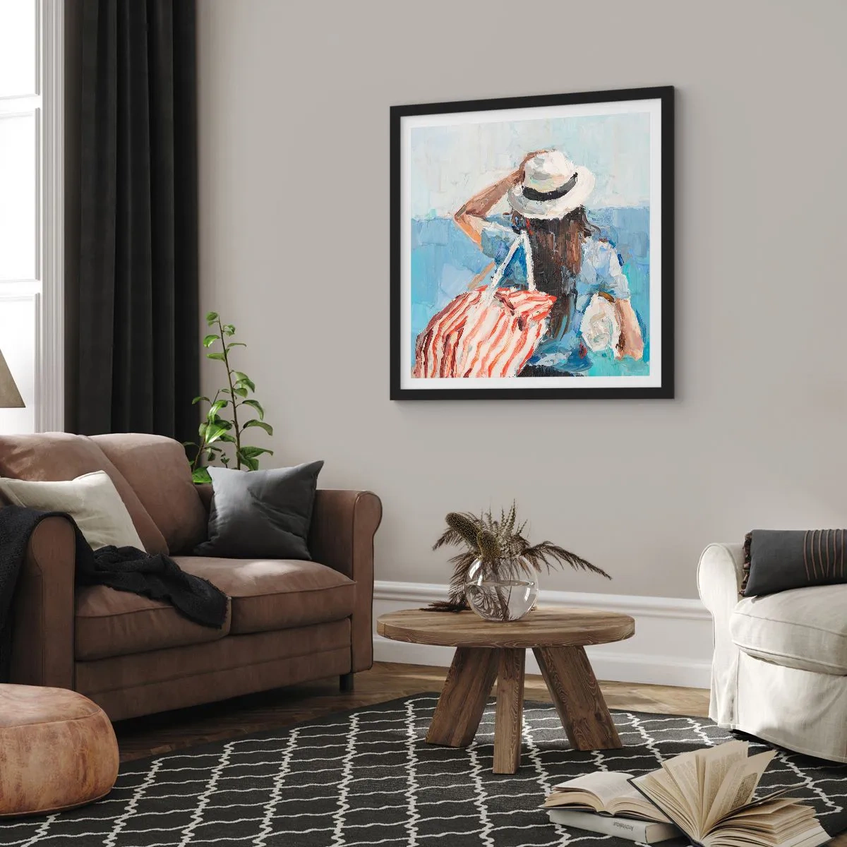Póster en marco negro - Bienvenida a tus vacaciones - 60x60 cm