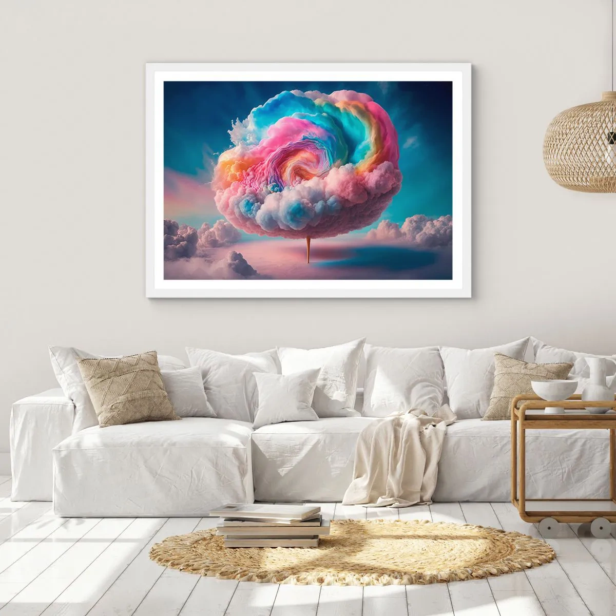 Póster en marco blanco - El sueño de un parque de atracciones - 50x40 cm