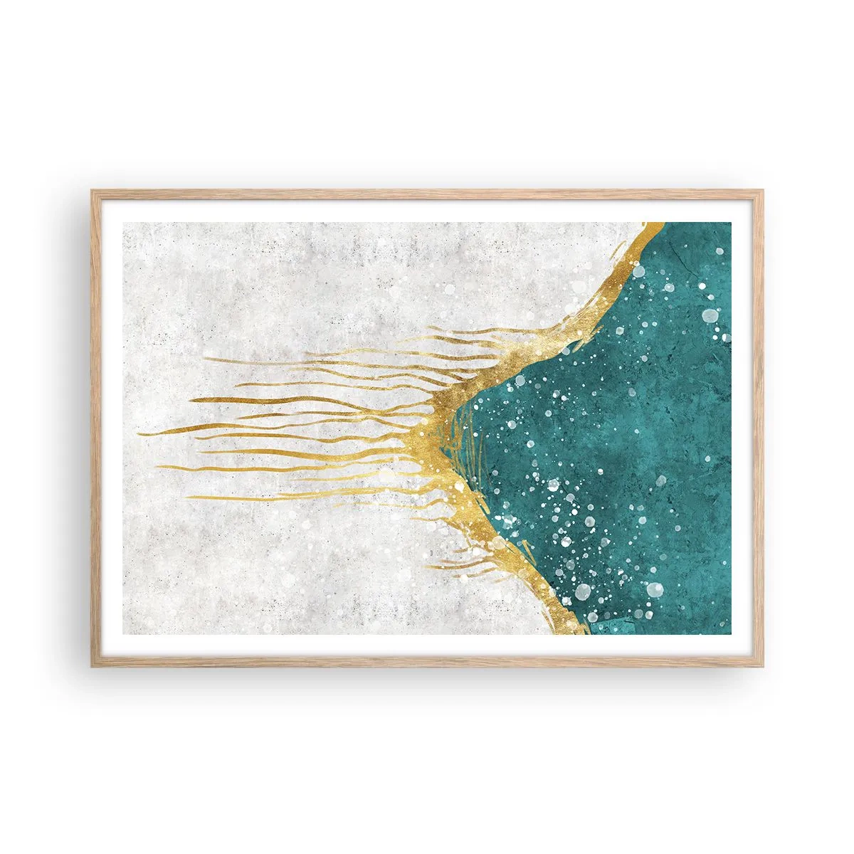 Póster en marco roble claro - Marea dorada - 100x70 cm