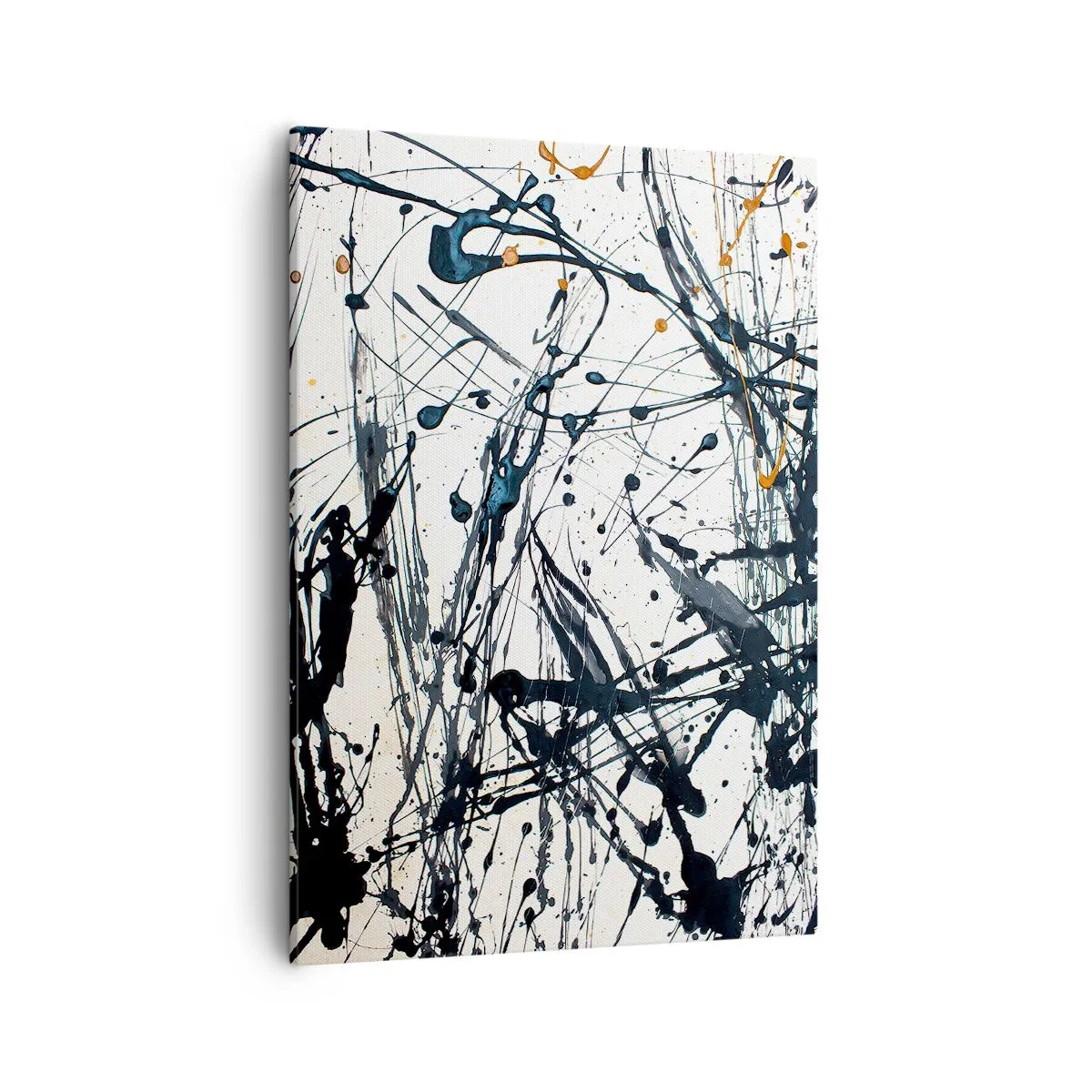 Cuadro sobre lienzo - Impresión de Imagen - Una pintura abstracta con salpicaduras de pintura en patrones dinámicos. - 50x70cm - Abstracción expresionista - Decoración de pared moderna para salón y dormitorio ARTTOR