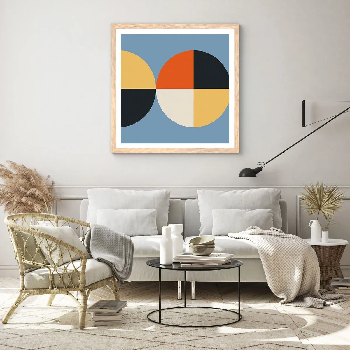 Póster en marco roble claro - Mira y cuenta - 30x30 cm