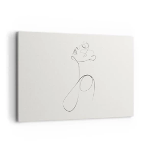 Cuadro sobre lienzo - Impresión de Imagen - Dibujo de rostro en arte lineal minimalista sobre fondo blanco - 120x80cm - En el bucle de los sueños - Decoración de pared moderna para salón y dormitorio ARTTOR