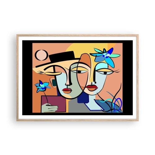 Póster en marco roble claro - Randez vous de Picasso - 100x70 cm
