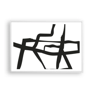 Póster en marco blanco - Construcción en blanco y negro - 100x70 cm