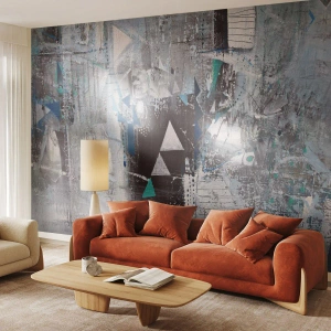 Fotomural Autadhesivo Deluxe Sticker - El orden superior de los triángulos - Abstracción, Pedazo, Patrón moderno - 150x105 cm