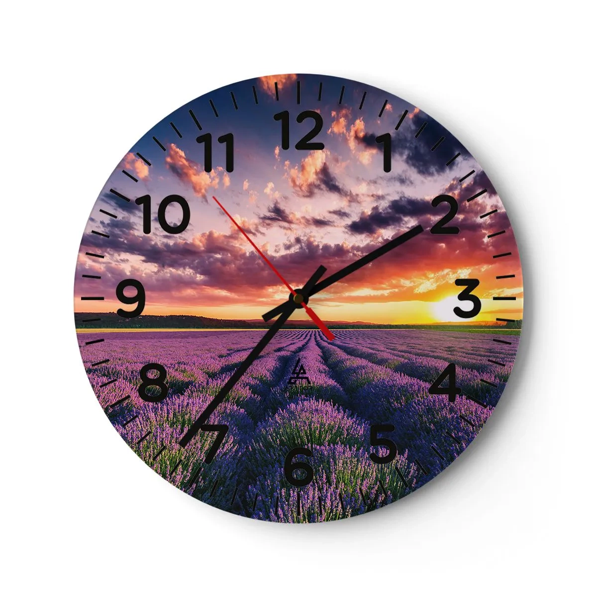 Reloj de pared - Reloj de vidrio - El mundo de la lavanda - 40x40 cm