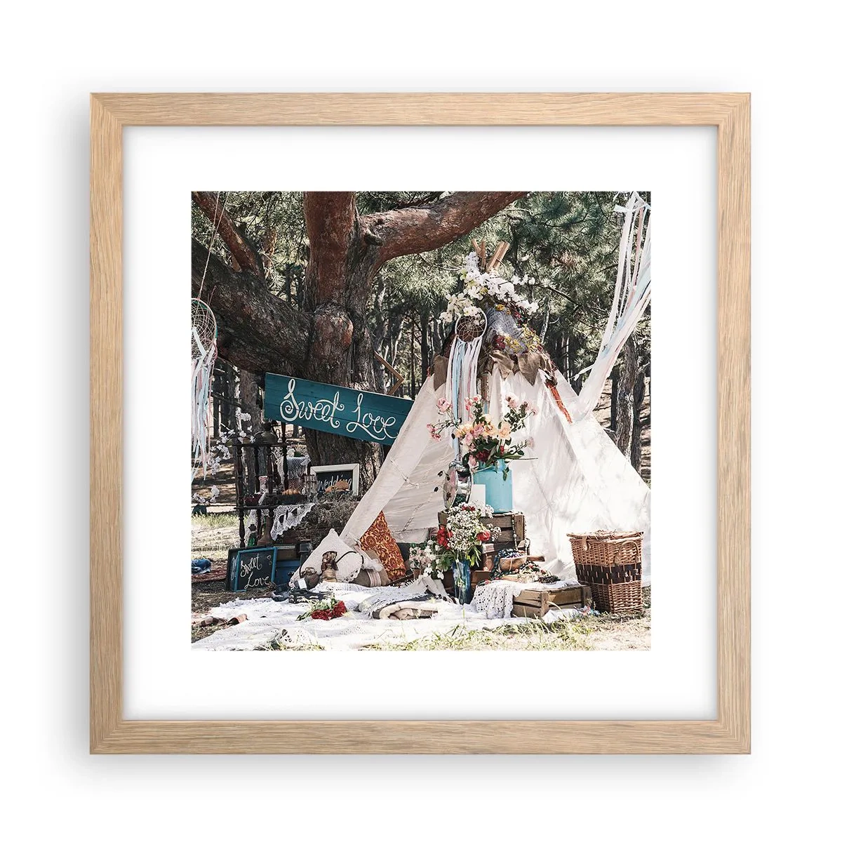 Póster en marco roble claro - Amor exótico - 30x30 cm