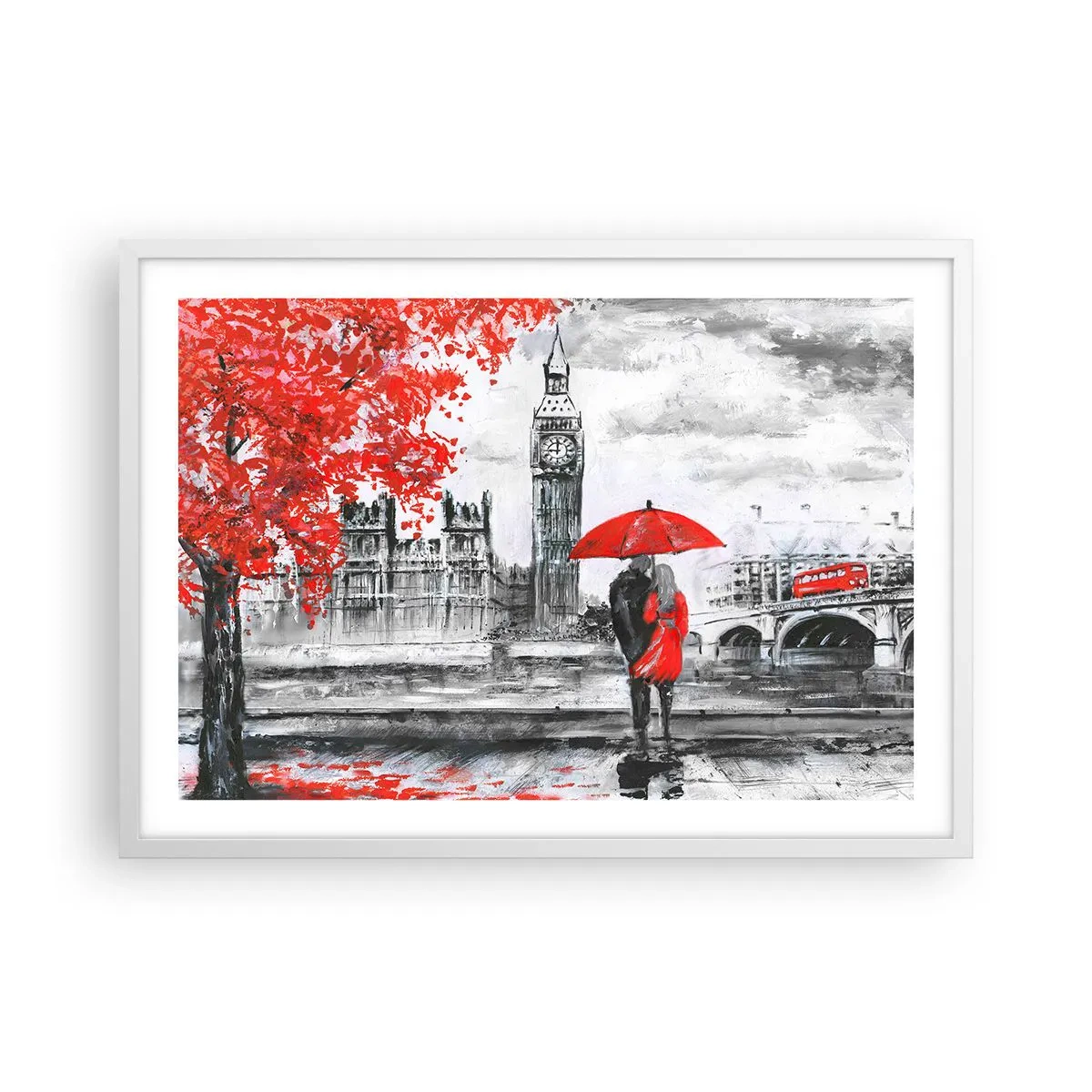 Póster en marco blanco - Londres enamora - 70x50 cm