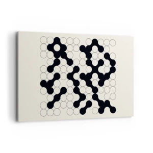 Cuadro sobre lienzo - Impresión de Imagen - Patrones en blanco y negro con círculos sobre un fondo claro. - 120x80cm - Juego chino - una variación - Decoración de pared moderna para salón y dormitorio ARTTOR