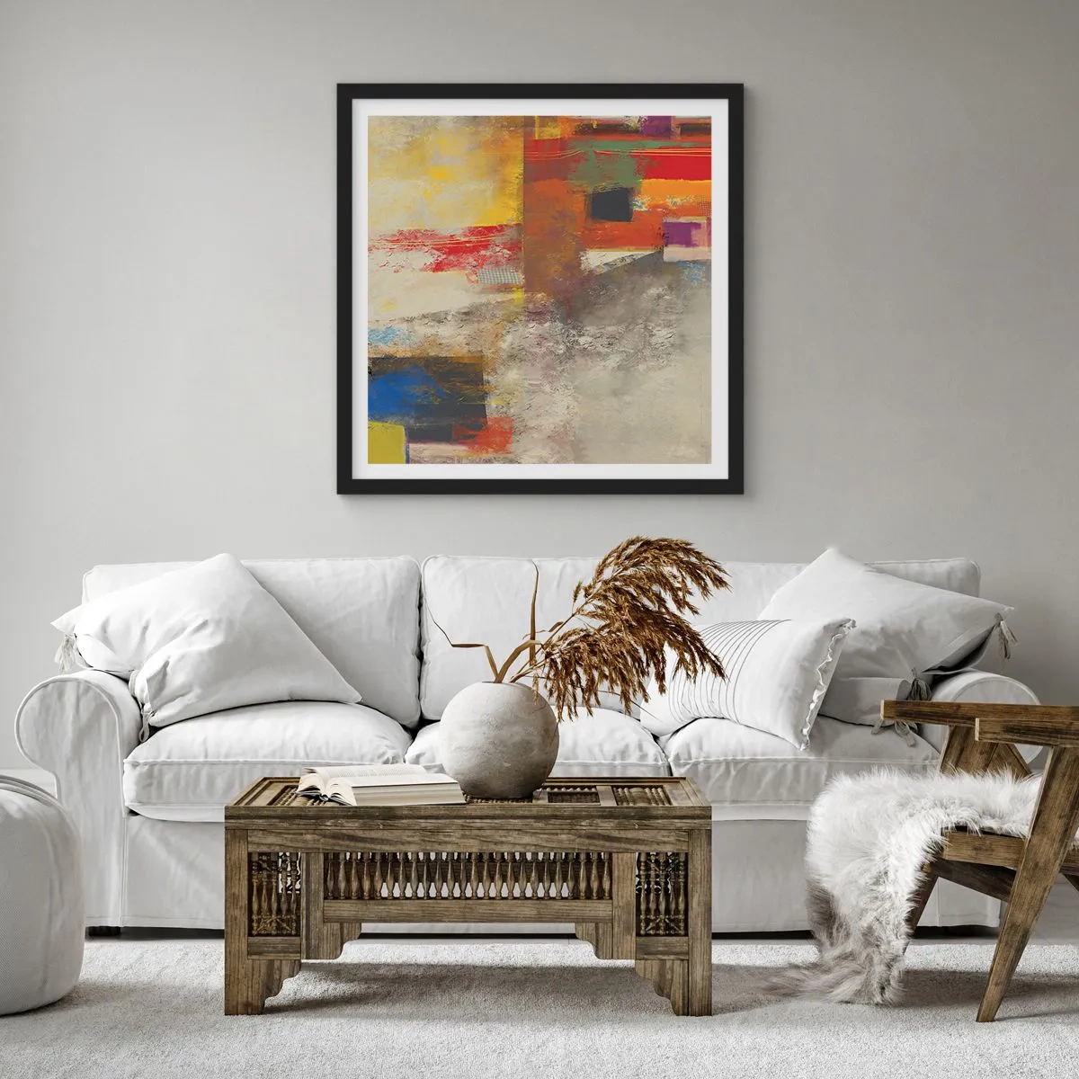 Póster en marco negro - Geometría de color - 30x30 cm