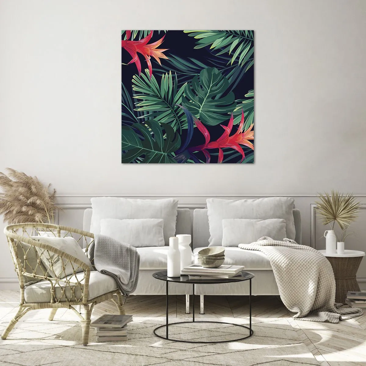 Cuadro sobre vidrio - Impresiones sobre Vidrio - Encender el color verde - 40x40 cm