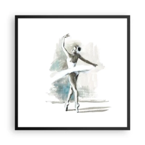 Póster en marco negro - Encantada por un cisne - 60x60 cm
