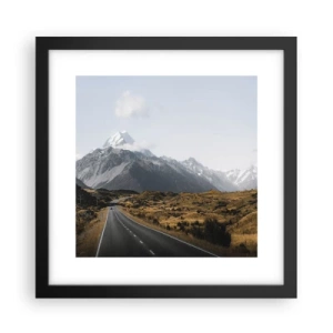 Póster en marco negro - El camino al corazón de las montañas - 30x30 cm