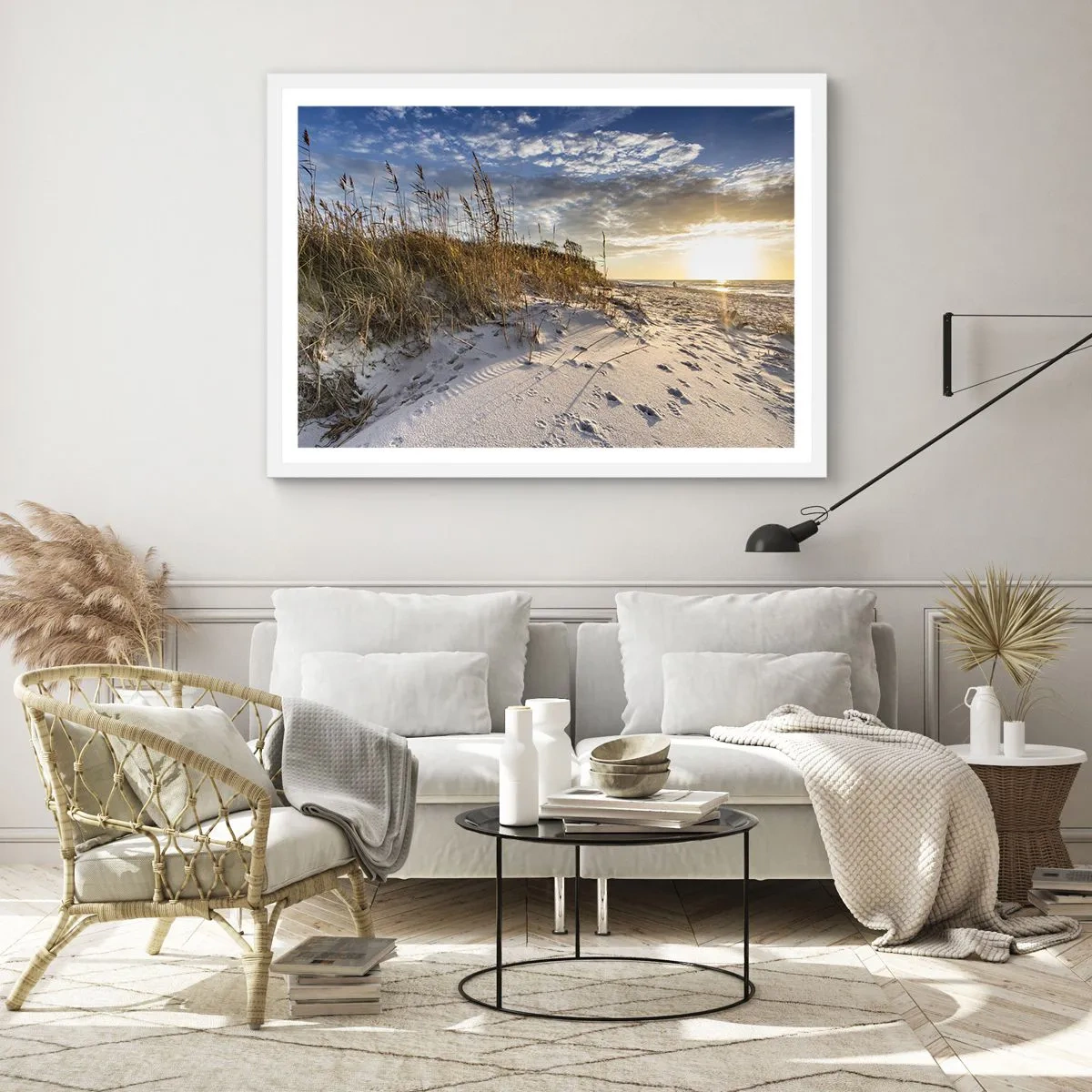 Póster en marco blanco - Invitación a un paseo - 100x70 cm