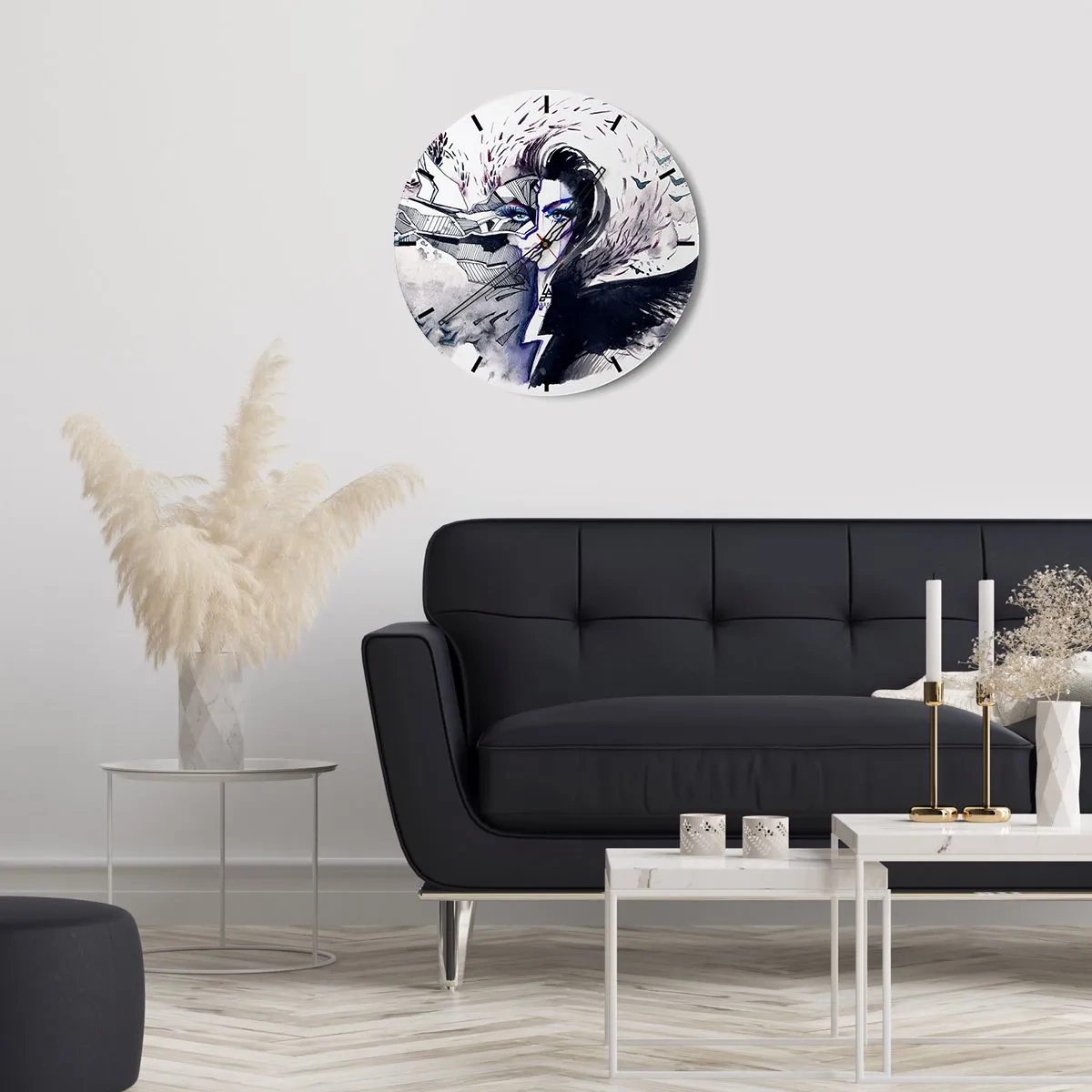 Reloj de pared - Reloj de vidrio - Demoníaca y hermosa - 30x30 cm