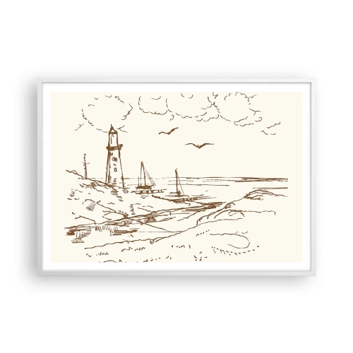 Póster en marco blanco - Un esbozo de un recuerdo de verano - 100x70 cm