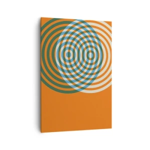 Cuadro sobre lienzo - Impresión de Imagen - Círculos concéntricos sobre un fondo naranja - 70x100cm - Círculos y abstracción - Decoración de pared moderna para salón y dormitorio ARTTOR