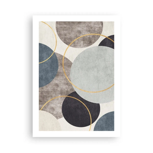 Póster - Composición geométrica abstracta con círculos en tonos azules. - 50x70cm - Círculo tras círculo - Decoración de pared moderna para salón y dormitorio ARTTOR