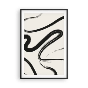Póster en marco negro - Fantasía en blanco y negro - 61x91 cm