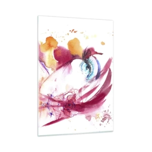 Cuadro sobre vidrio - Impresiones sobre Vidrio - Aspecto abstracto con detalles y figuras coloridas. - 50x70cm - En la cercanía el mundo florece - Decoración de pared moderna para salón y dormitorio ARTTOR