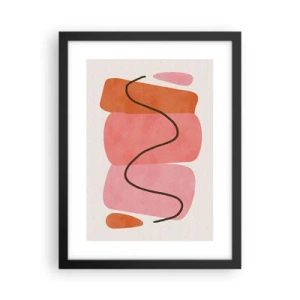 Póster en marco negro - Suave movimiento de formas - 30x40 cm